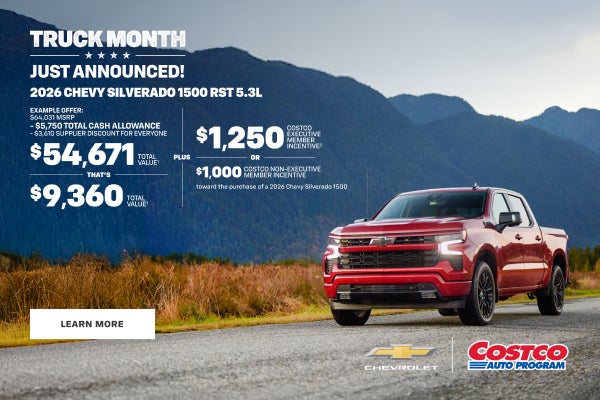 2026 Chevy Silverado 1500 RST 5.3L. EXAMPLE OFFER: $64,031 MSRP- $5,750 Total Cash Allowance - $3...